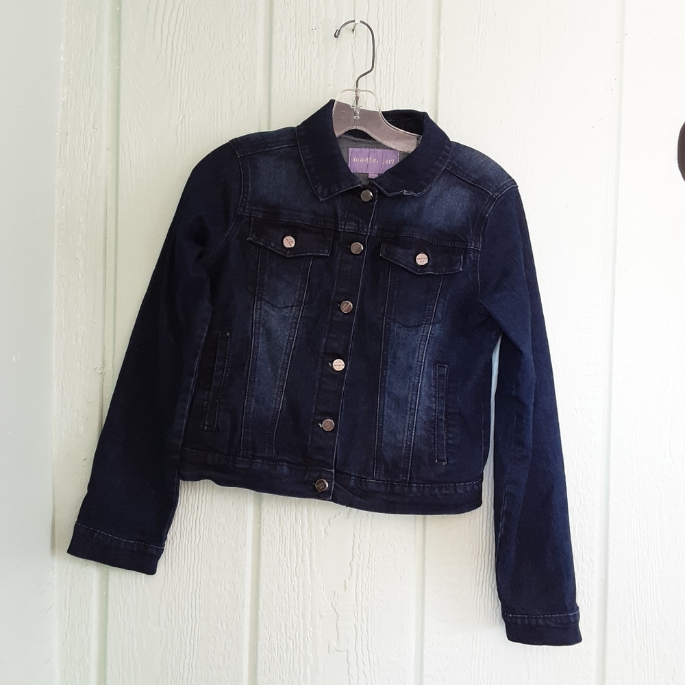 Madden Girl 🌞0112 Jeans Jacket Stretch Sz M Preowned Blue Denim Button Closure